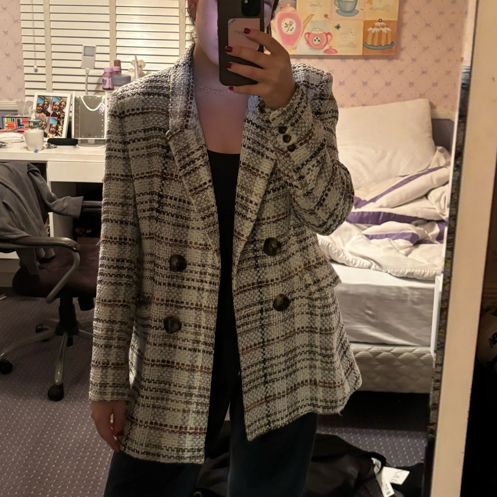 Women's Plaid Double-Breasted Jacket